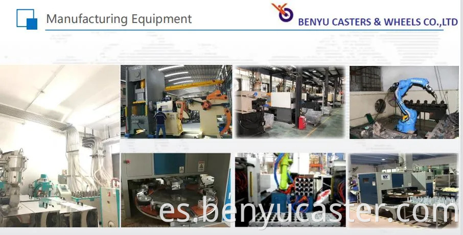 Benyu OEM Factory Manufacturing 4-8 "pulgada 38 mm de espesor de espesor Material de rueda PU